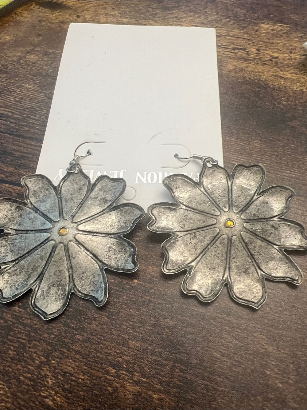 Fashion Jewelry Gold-Tone Flower Earrings with Turquoise Center - Picture 5 of 6